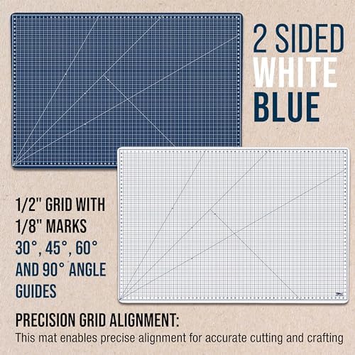 U.S. Art Supply 40"x60" Self-Healing Cutting Mat 5-Ply White/Blue