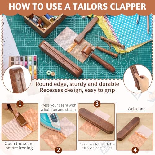 AceOrbit 5 Pcs Wooden Clapper Sewing Quilting Tool Set, Complete Set