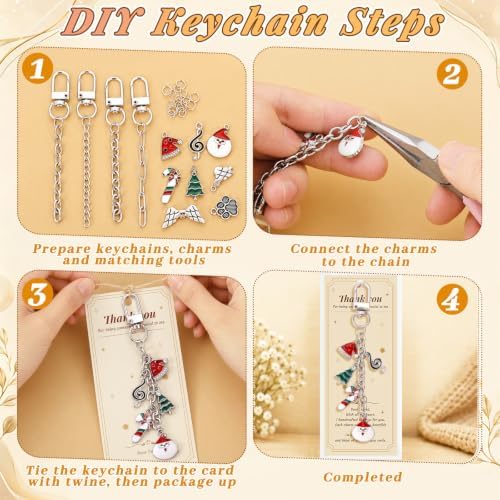 Wurosi 24 Sets Keychain Making Kit for Bag Charm with Package,Silver