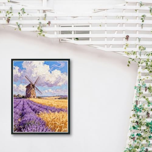 MBNTJHT Scenery Paint by Numbers Kit for Adults Beginner,Windmill and Field Paint by Number Kits for Adult,DIY Unframed Acrylic Oil Painting Art Kit Crafts for Home Wall Decor 16X20 Inch.