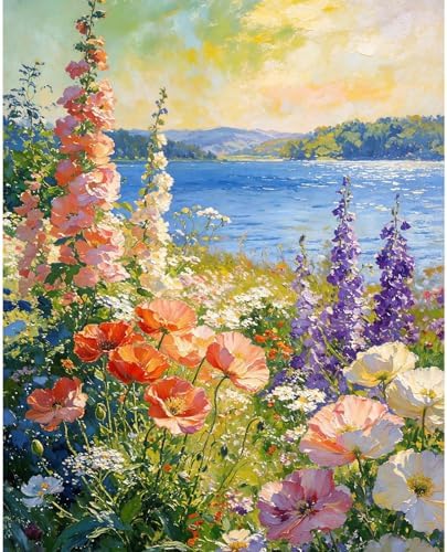 Dawnsphere Flowers Paint by Numbers Kit for Adults Without Frame 16x20 in