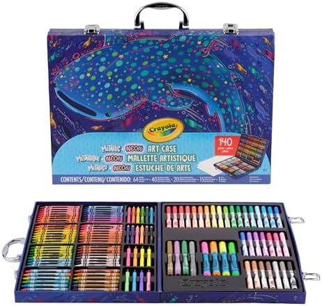 Crayola Art Kit with Neon & Metallic Art Supplies, Includes Crayons, Markers & Colored Pencils, Craft Activity, Gift for Kids, Ages 5, 6, 7, 8