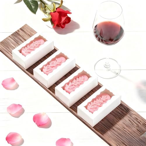 100PCS 3.5x2.36x1.2 inches White Soap Boxes, Homemade Soap Packaging Gift Boxes with Window, Small Gift Bakery Boxes for Macarons, Cookies & Candies, Wedding & Birthday Party Favors
