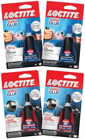 Loctite Super Glue Control Gel & Ultra Liquid for Wood, Metal, Crafts, & Repair, Cyanoacrylate Adhesive Instant Glue, Quick Dry - .14 fl Oz Bottle, Pack of 4