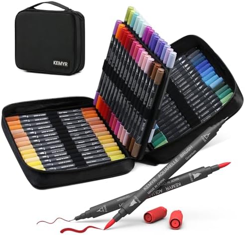 KEMYR Markers for Adult Coloring Books No Bleeding,60 Colors by Number