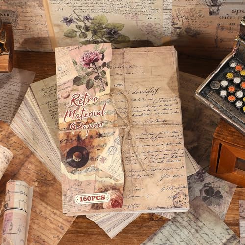 icceemee 160 Sheets of pinstripe Scrapbook Paper, journaling Scrapbook Supplies Craft Collage Paper Set, Junk Journal Bullet Journal Poster Room Decor for Card Making Decorative Gifts