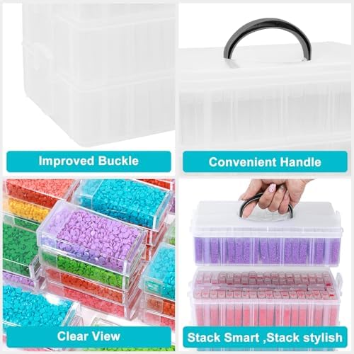 VTG Diamond Painting Storage Containers with 320 Grids Diamond Art Storage Bead Organizer Painting Accessories DIY Jewelry Craft