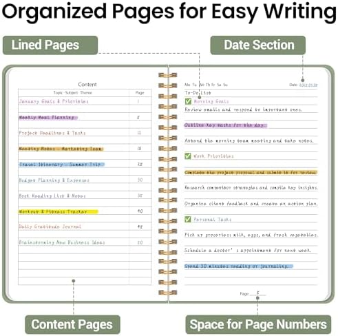 Lined Spiral Journal Notebook, A5 College Ruled Notebook for Note-Taking