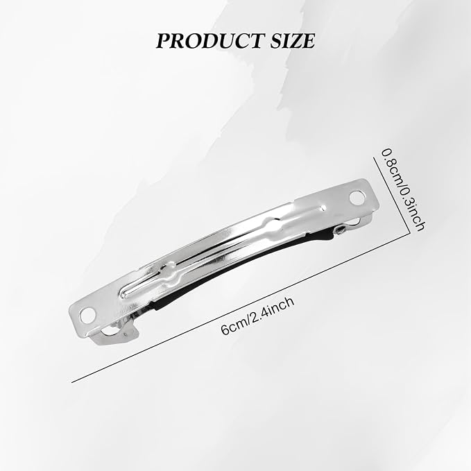 Dizila 20 Pieces 6cm/2.4" Plain Blank DIY Craft Project Silver Metal French Hair Barrettes with Strong Hold Snap Hair Clips Accessories for Women Girls Teens