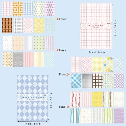 60 Sheets Scrapbook Paper, 5.5x8.3in Double Sided Multiple Grid Patterns Craft Paper for DIY Scrapbook Supplies Albums Travel Diaries Greeting Cards Gift Tags Photo Books Decor Origami Crafts