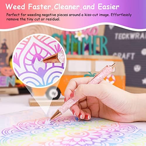 TECKWRAP Weeding Pin Pen Tool for Vinyl DIY Craft Project - Glitter Pink