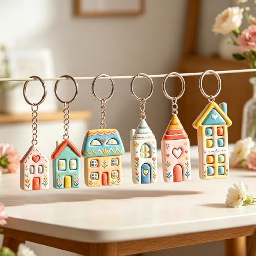 6 Pcs Cute House Polymer Clay Cutters Set - Charming Home Shapes Clay Cutters for Polymer Clay Jewelry Making, Perfect Housewarming Gift