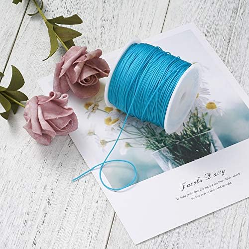 100 Yards 0.8mm Braided Nylon Crafting Thread Chinese Knotting Beading String Macrame Cord Rope for Necklace Bracelet Jewelry Craft Making, DeepSkyBlue