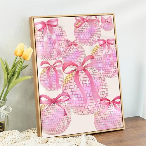 Pink Diamond Art Kits for Adults, 5D DIY Coquette Diamond Painting Kits for Beginner, Diamond Dots Full Drill Crafts for Gem Art Dot Art for Adults Home Wall Decor for Teens Boys Girls 12x16 inch