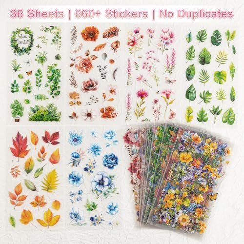 660+ Natural Flower Stickers for Scrapbooking