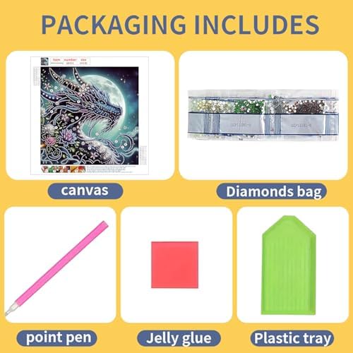 Bloomthread Diamond Painting Kits for Adults – Partial Drill Dragon Diamond Art Painting Kits for Holiday Gifts and Home Decor 12x12 Inches (Dragon)