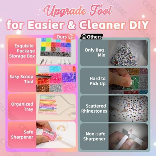28000 Pcs Color Rhinestones Bedazzling Kit, Black Resin Bedazzling Gems