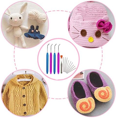ZX Vision 4 Pieces Knitting Loom Hooks Ergonomic Rubber Handles
