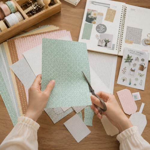 Basic Pastel Scrapbook Paper 24 Sheets Boho Pattern Paper Double Sided Printing for DIY Card Making Scrapbook Wedding Photo Album Home Décor-12 x 12 Inches