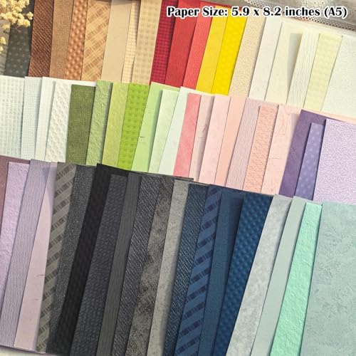 60 Unique Sheets A5 colorful Textured Scrapbook Paper