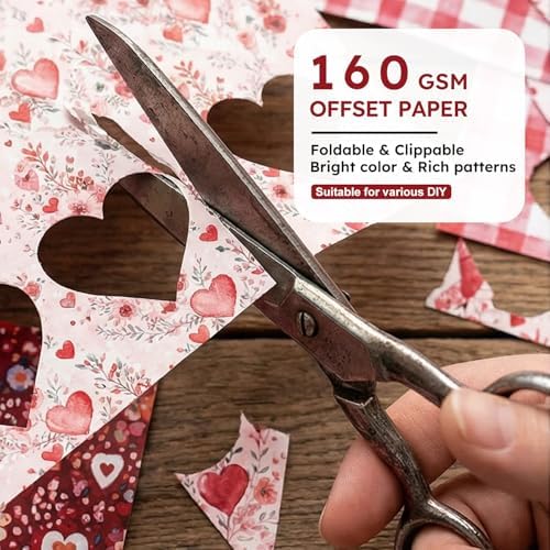 6in Red Flowers Scrapbook Paper Pad - 24 Sheets Double Sided Valentine Aesthetic Patterns for Photos Album Journals Decoupage Card Making DIY Crafts Anniversary Gifts Wrapping Material