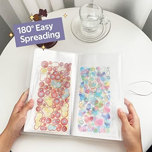 2 Pcs Sticker Storage Book, BetterJonny Large Clear Storage Book for Planner Scrapbook Stickers Organizer Binder 50 Page 4.8 x 9.7 Inch