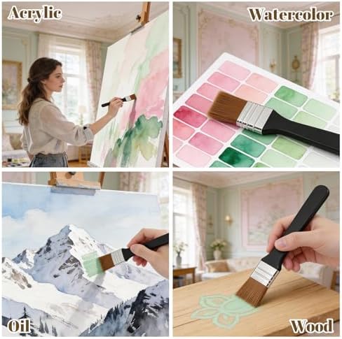 Ouligay 6PCS Large Craft Paint Brushes Wide Flat Paint Brushes for Acrylic Painting Set Nylon Paintbrushes Artist Paint Brushes for Acrylic, Oil, Body, Facial Mask Assorted Size