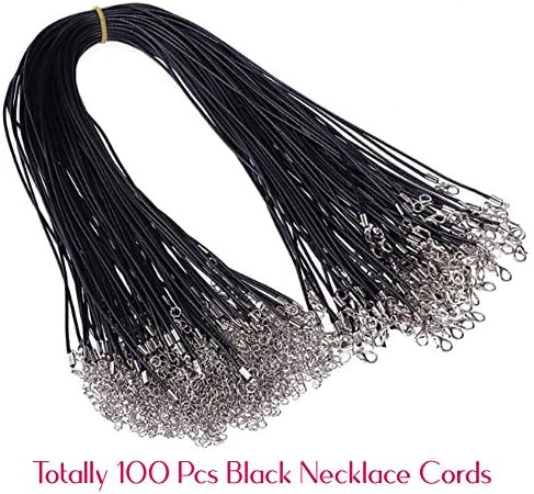 Selizo 100Pcs Necklace Cord for Jewelry Making, Black Waxed String Bracelet Making Supplies