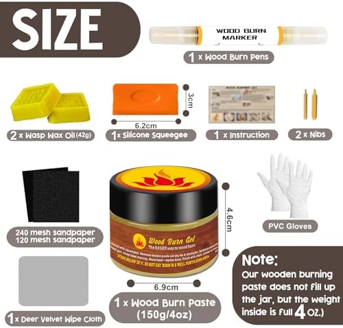 1DFAUL Wood Burn Paste Pen Kit, 4OZ Wooden Burning Gel & Wood Burn Marker