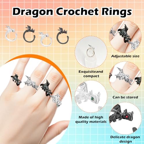 4pcs Knitting Crochet Loop Ring for Fingers Metal Open Yarn Guide Crochet Rings