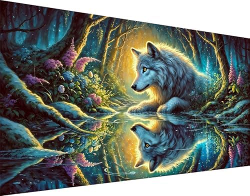 Large Diamond Art Kits for Adults, Big Forest Wolf Diamond Painting Kits