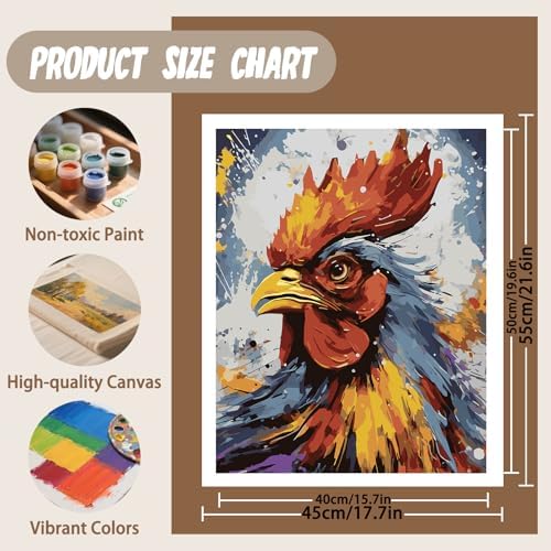 XTCIXAL Paint by Numbers Kit for Adults, Chicken - 16X20 Inch