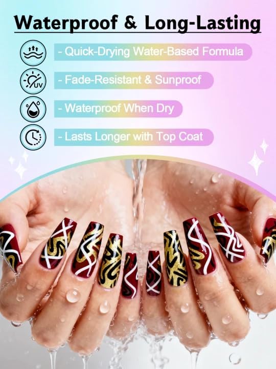 10 Color Metal Giltter 3D Nail Art Pens Set Kalolary Double-ended