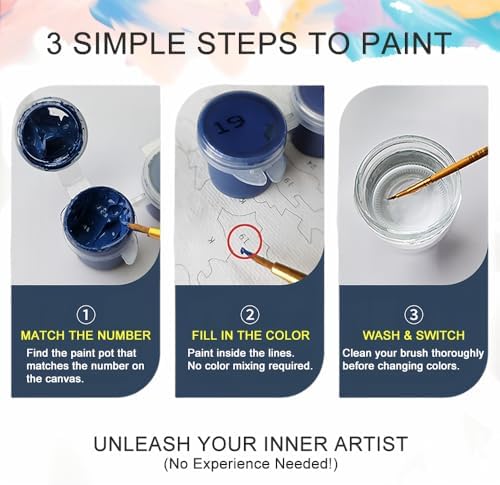 Natuyalo Paint by Numbers Kit for Adults, Sheep Paint By Number Kits for Beginner Animals Acrylic Painting Kit Adults' Paint-by-Number Kits for Gift Home Wall Decor 16x20 inch