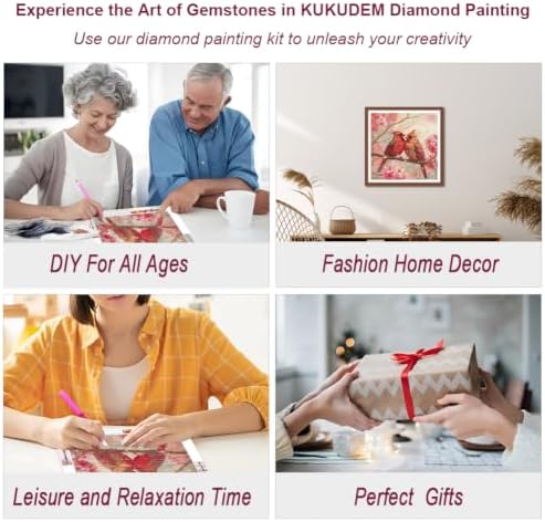 KUKUDEM Cardinal Diamond Painting Kits for Adults, Diamond Art Kits 12x12In