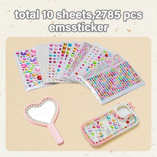 2774PCS Gem Stickers, Self Adhesive Gems for Crafts, Acrylic Bling Heart Sticker, Jewel Stickers Crafts self Adhesive, Assorted Shapes Jewels Rhinestones Sticker, Craft Supplies for Kids