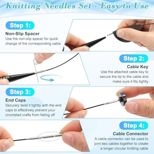 13 Pairs Interchangeable Knitting Needles Set with 4 Flexible Cables