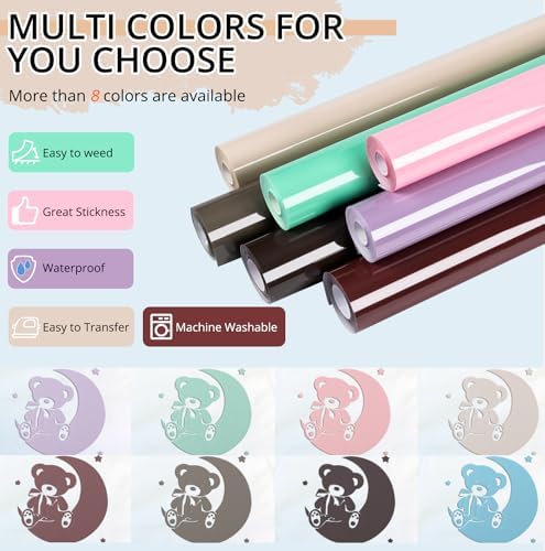 HTVRONT Puff Vinyl Heat Transfer, Beige, 10" x 6ft 3D Puff HTV Vinyl