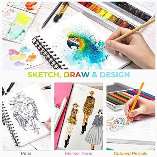 Ohuhu 7"x10" Mix Media Pad Art Sketchbook 62 Sheets for Painting Drawing | Large Sketch Book - 120 LB/200 GSM Heavyweight Paper - Spiral-Bound Mixed Media Paper for Watercolor Acrylic Christmas Gift