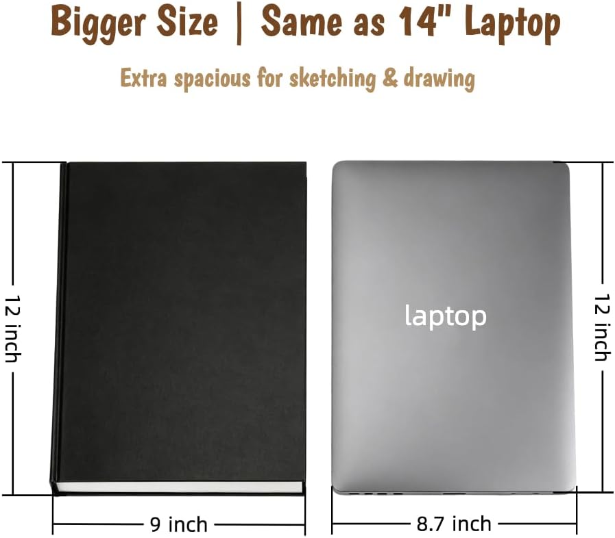 TX Liteart 9" x 12" Hardcover Sketchbook, Acid Free, 120GSM, 220 Pages, 2PK | 2 Pack, 110 Sheets Each, Hardbound, Compatible With Pencils, Charcoal, Colored Pencils, Gel Pens And Acrylic Markers