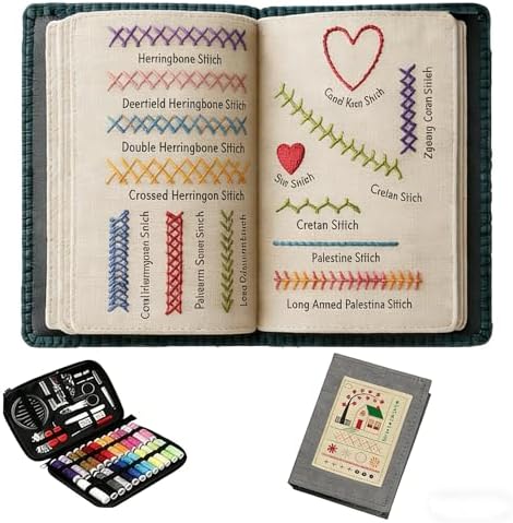New DIY Embroidery Stitch Book Kit,86-Piece Sewing Tool Set