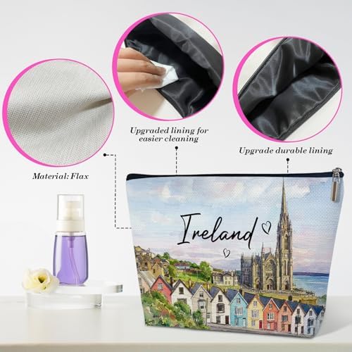 Ireland Makeup Bag for Women, Irish City Travel Gifts