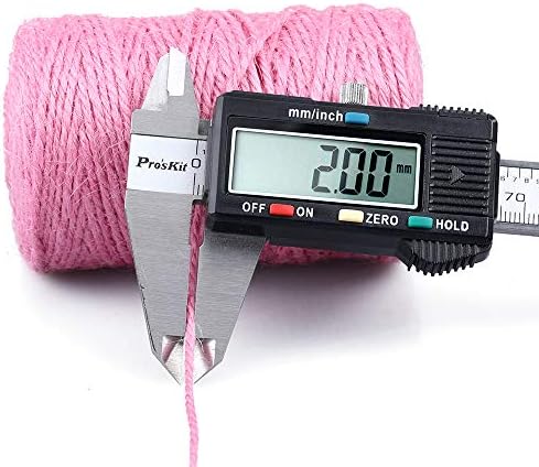 KINGLAKE Pink Jute Twine, 328 Feet, 2mm, Light, Twisted, Perfect for Arts, Crafts, Weddings, Christmas, Valentines Day Gifts