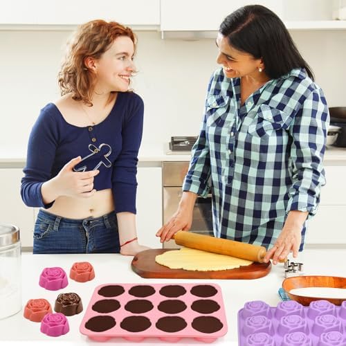 Rose Silicone Mold, 2 Pack Rose Chocolate Molds 24-Cavity