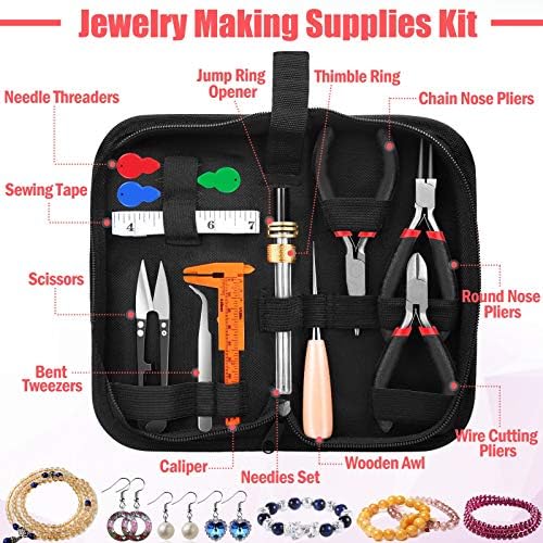 Thrilez Wire Wrapping for Jewelry Making, Repair and Beading Supplies Kit with Craft Ring Wire, Tools, Pliers and Jewelry Findings