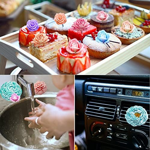 6PCS Flower Silicone Mold Set, 3D Bloom Rose Peony Fondant for Chocolate Cake Decor, Soap Candle Making Kit, Resin Epoxy Casting Polymer Clay Craft Gift