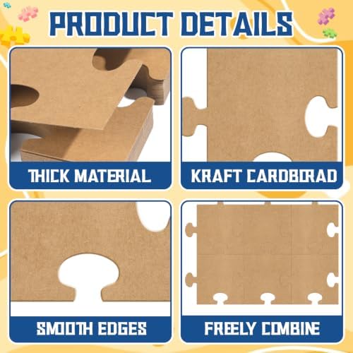 8.5x8.9'' Large Kraft Blank Puzzle Pieces Oversize Puzzles(80Pcs Kraft)