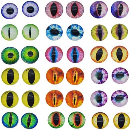 Julie Wang 20pcs Mixed Style Dragon Eyes Glass Cabochon Dome for Adult Crafts Making Jewelry Cameo Pendant Settings 25mm