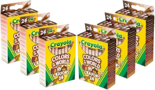Crayola Bulk Crayon Set, Colors of The World, Multicultural Crayons, School Supplies, 6 Sets of 24 Colors (Pack of 8)