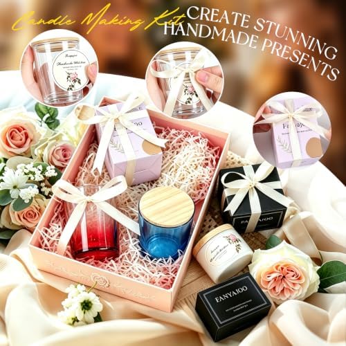 Fanyajoo Candle Making Kit,Candle Making Kit for Adults & Beginners–1200g Soy Wax，Digital Wax Melting Pot, Floral Candle Molds, Gift Boxes,Complete DIY Set，Perfect for Home Crafts & Giftin